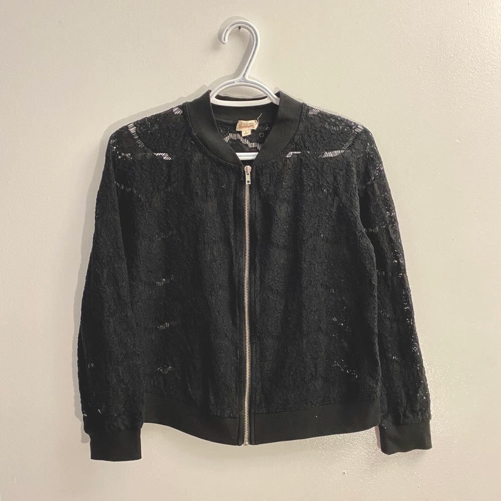 Black Lace Zip Up Jacket